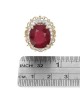 Fracture Filled Ruby and Diamond Halo Cocktail Ring
